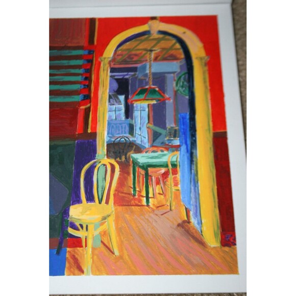 Nice Small Vibrant Original Painting Old Downtown Bar Pool Billiards US Flag - Picture 3 of 6